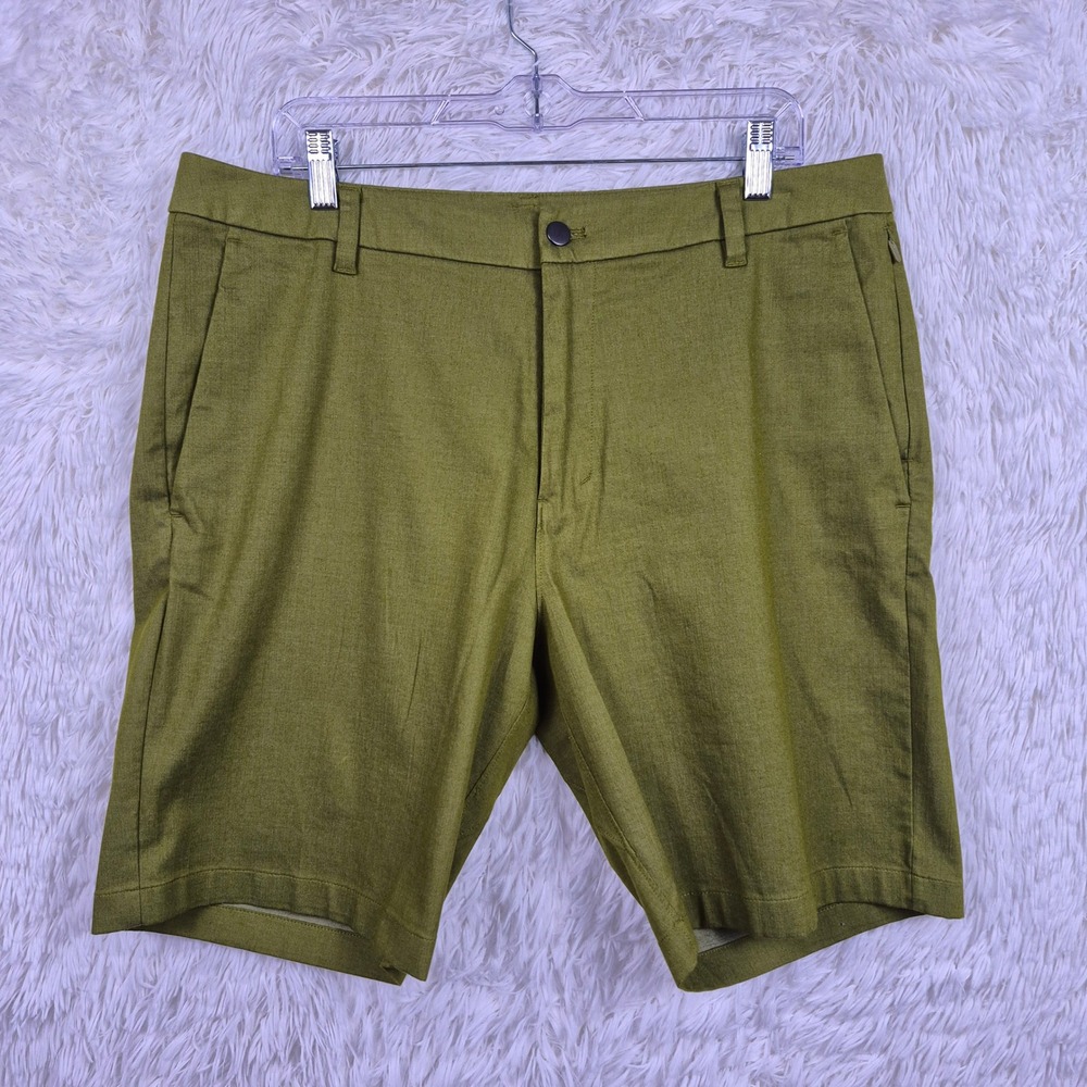 Lululemon Commission Short 9" Oxford Mens 36 Olive Green Technical Chino Shorts